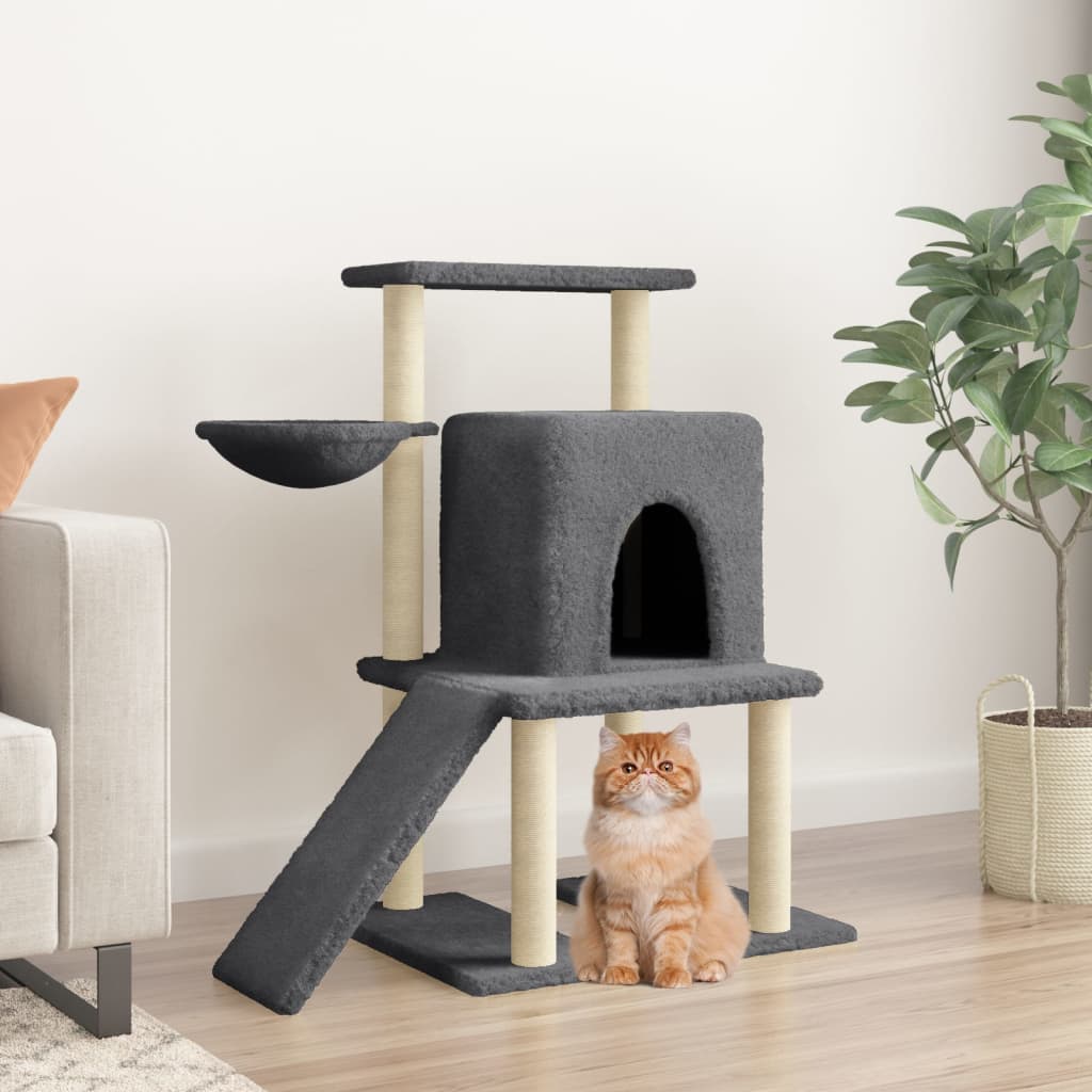 Rascador Para Gatos Con Postes De Sisal Gris Oscuro 96,5 Cm_1