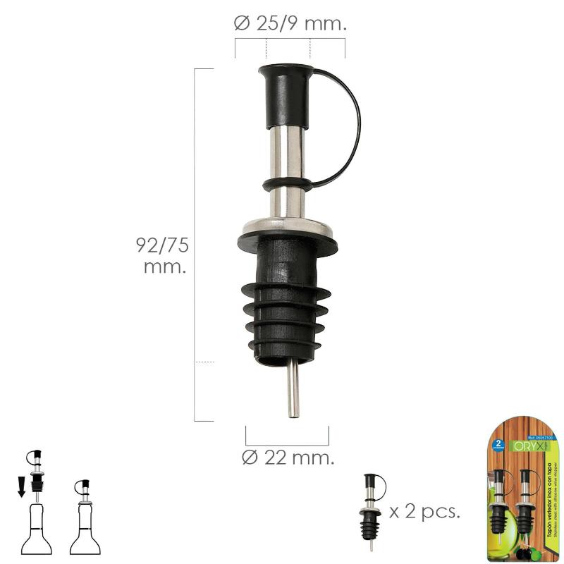 Tapon Vertedor Inoxidable Con Tapadera (2 Unidades)_0