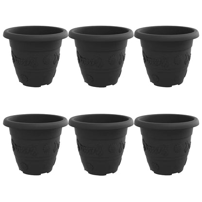 Maceta Redonda Para Flores 6 Uds. Negro Ø 26 X 21.5 Cm Plástico_0