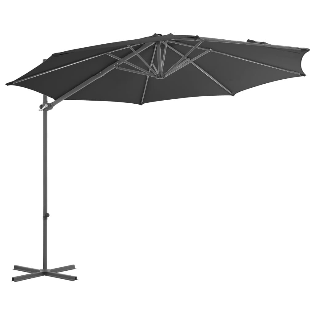Vidaxl Sombrilla Jardín Voladiza Palo De Acero Antracita 300 Cm_1