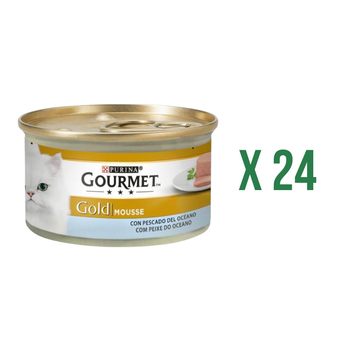 Embalagem de 24 unidades de ração húmida GOURMET GOLD Mousse Pes Oceano 85g