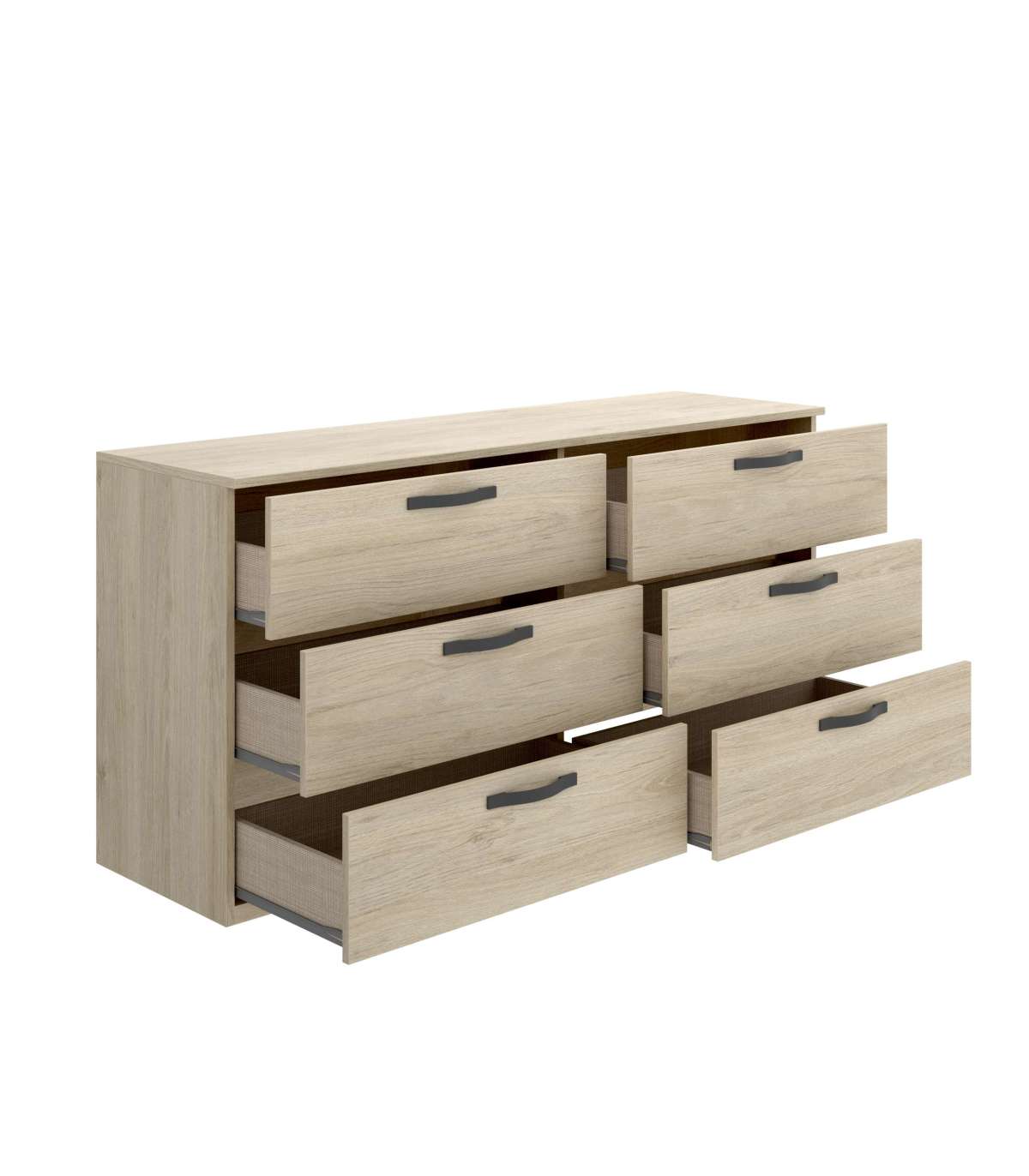 Comoda Doble 6 Cajones Jaen En Acabado Natural 72.3 Cm(alto)140.4 Cm(ancho)44.7 Cm(largo)_2