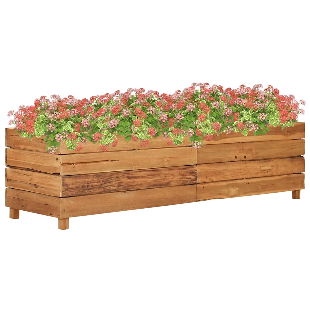 Arriate Elevado Madera De Teca Reciclada Y Acero 150x40x38 Cm_1