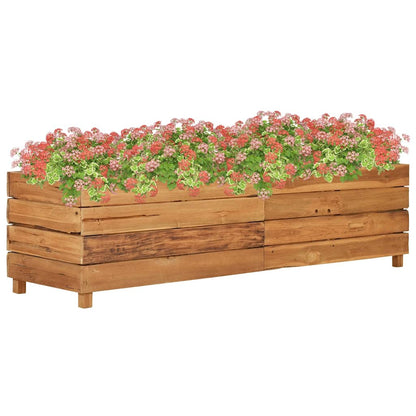 Arriate Elevado Madera De Teca Reciclada Y Acero 150x40x38 Cm_1