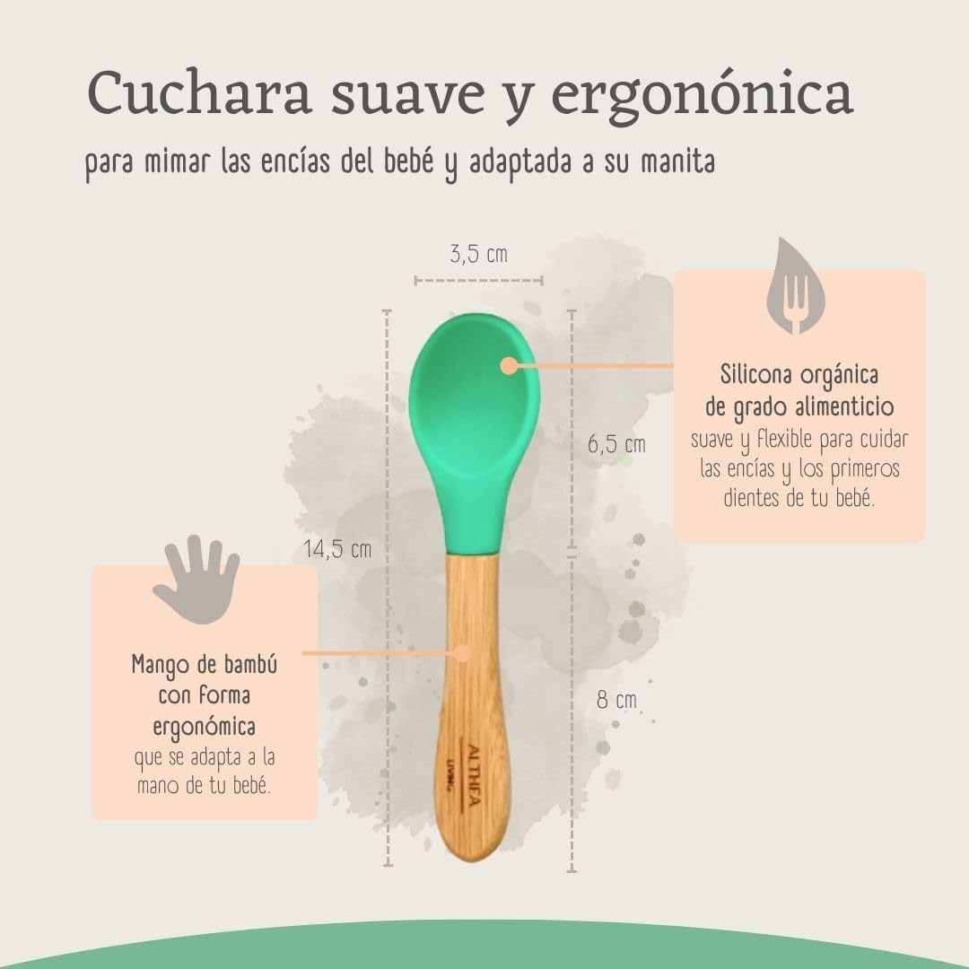 Vajilla De Bambú Natural - 3 Piezas - Verde Aguamarina._4