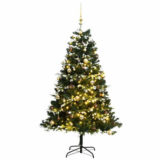 Vidaxl Árbol Navidad Artificial Con Bisagras 150 Led Y Bolas 120 Cm_0