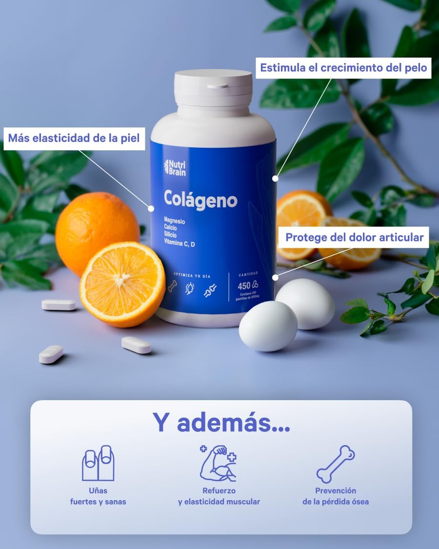 Colágeno Hidrolizado Con Silicio Y Magnesio Nutribrain 450 Comprimidos_3