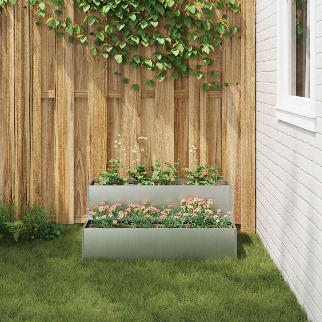 Macetero De Jardín Plateado 100 X 60 X 45 Cm Acero Galvanizado_3