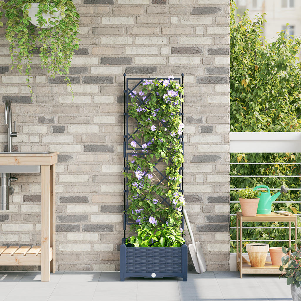 Vidaxl Maceta De Jardín Con Enrejado Gris 40 X 40 X 125.5 Cm Pp_1
