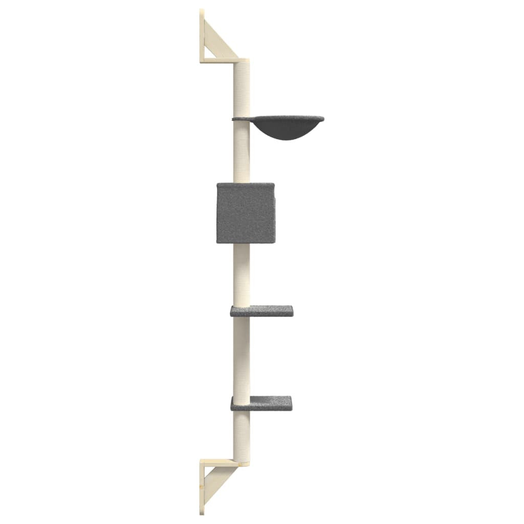 Vidaxl Árbol Rascador Para Gatos De Pared Gris Oscuro 187 Cm_4