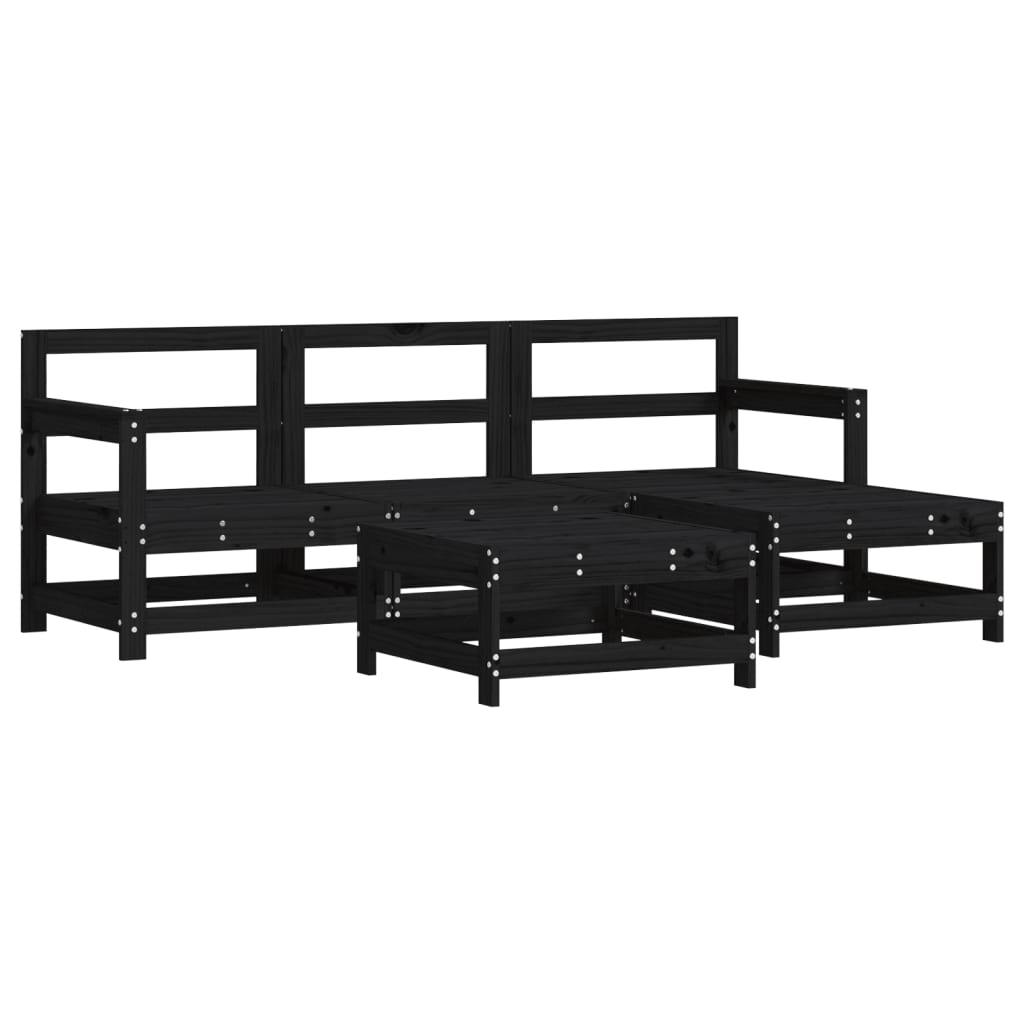 Vidaxl Juego De Sofás De Jardín 5 Piezas Madera Maciza De Pino Negro_0