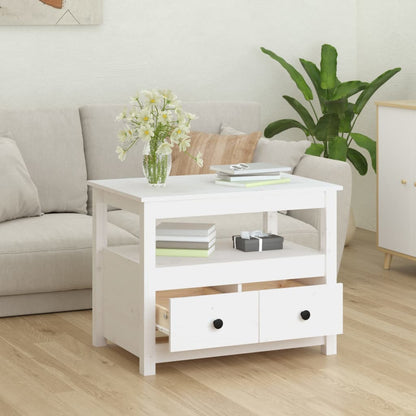 Mesa De Centro De Madera Maciza De Pino Blanco 71x49x55 Cm_2