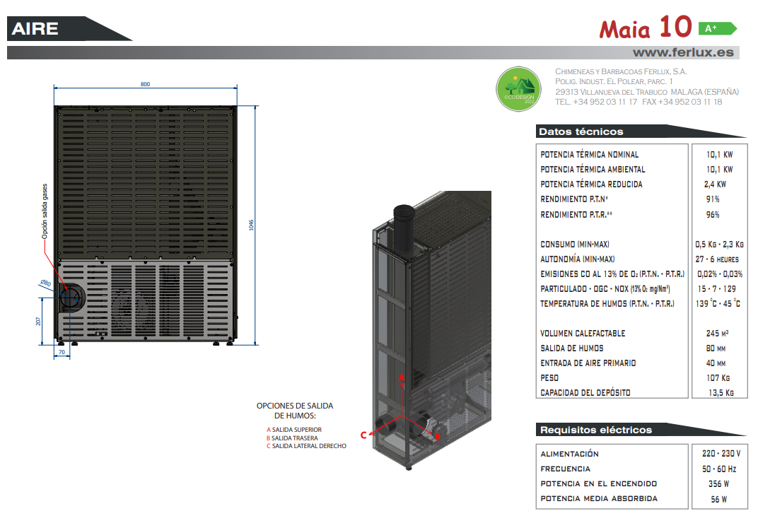 Bricosol Estufa De Pellets Maia 10 Negro De Ferlux_4