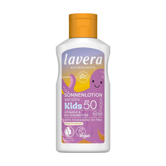 Lavera Sensitive Sun Lotion para Crianças FPS 50 com Vitamina E e Manteiga de Karité Biológica, 100 ml