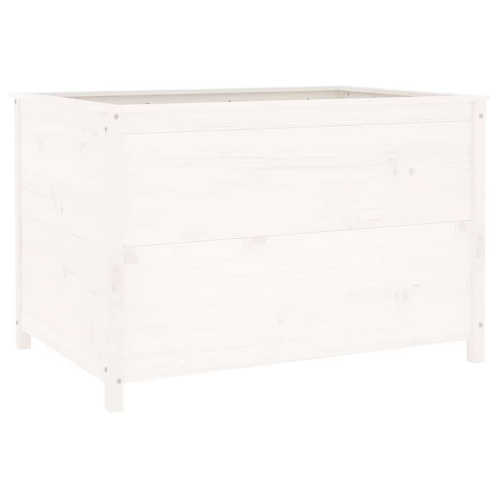 Arriate Elevado De Jardín Madera De Pino Blanco 119,5x82,5x78cm_5