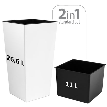 Macetero Zanvic Urbi 26,6 Litros De Plástico Fower Pot Con Interior Liner 27 X 27 X 50 Cm Blanco_1