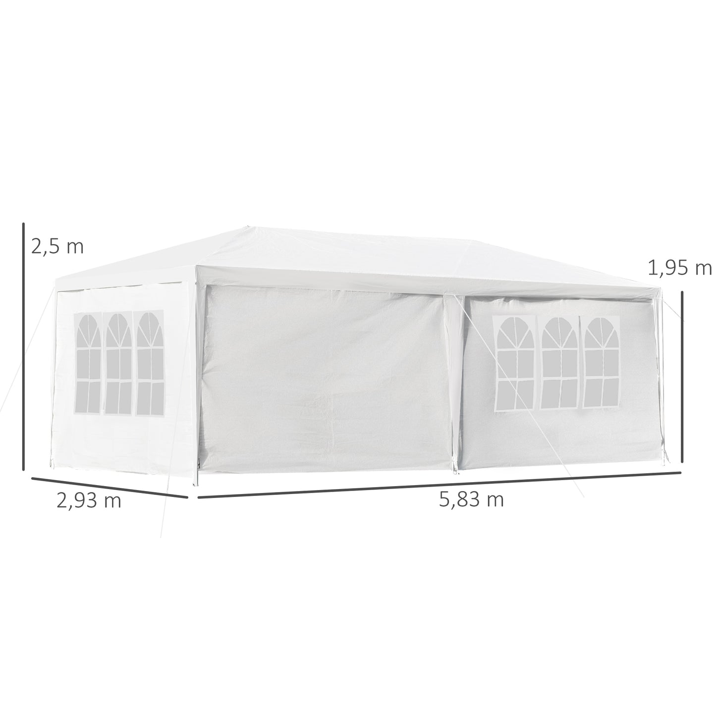 Outsunny Carpa Para Fiestas 6x3 M Con 2 Puertas 4 Paredes Extraíbles_2