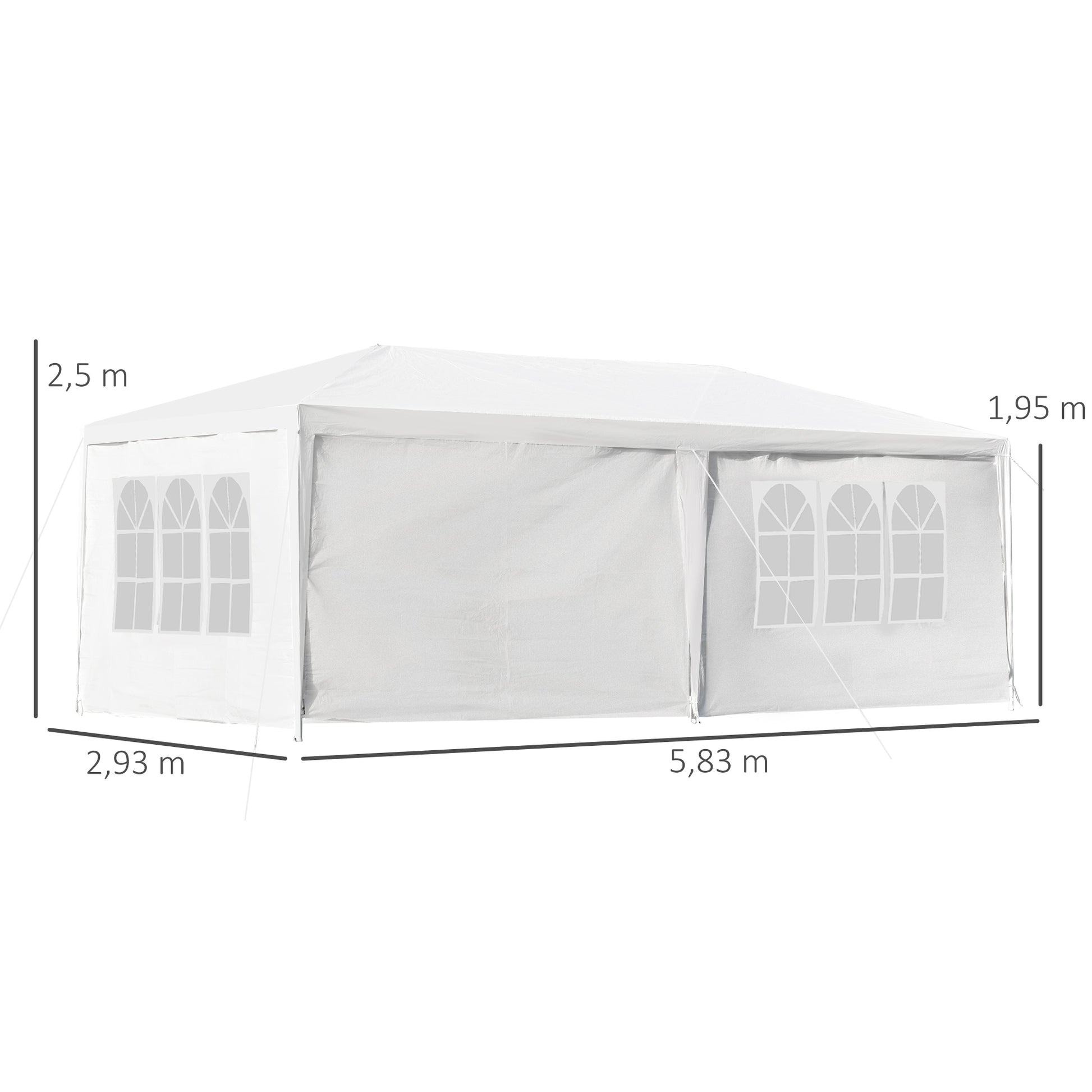 Outsunny Carpa Para Fiestas 6x3 M Con 2 Puertas 4 Paredes Extraíbles_2