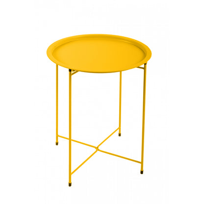 Mesa Auxiliar Plegable, Mesa De Centro De Jardín De Acero Amarillo Gris 46x52cm- Muebles De Jardín_0
