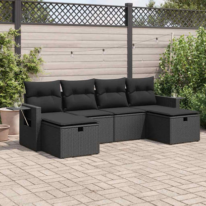 Set De Sofás De Jardín 6 Piezas Y Cojines Ratán Sintético Negro / Vetonek_5