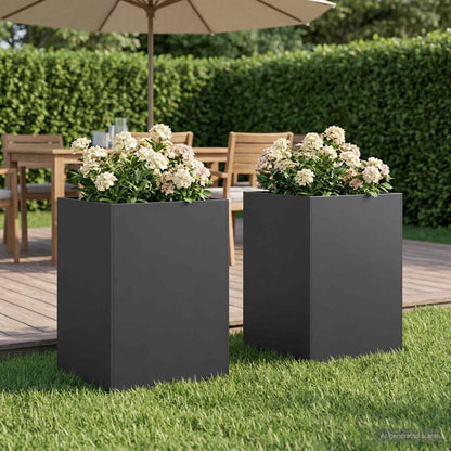 Macetero De Jardín 2 Uds. Negro 40 X 40 X 75 Cm_1