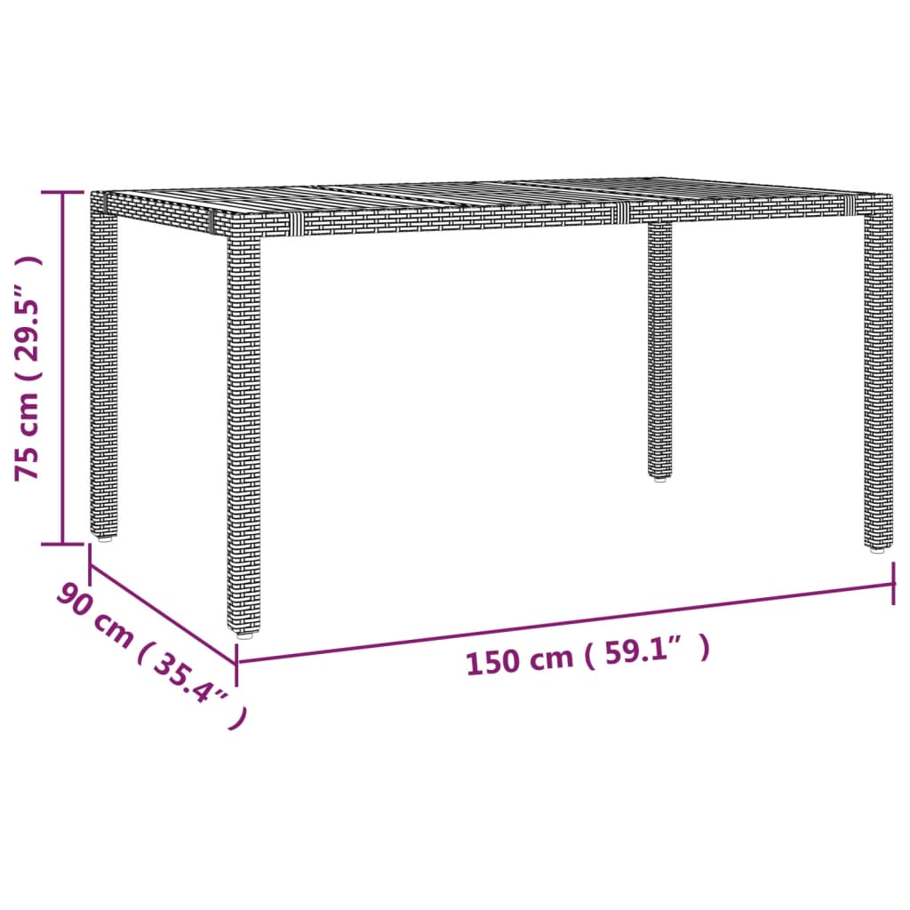 Set De Comedor De Jardín 7 Pzas Y Cojines Ratán Sintético Negro / Vetonek_3