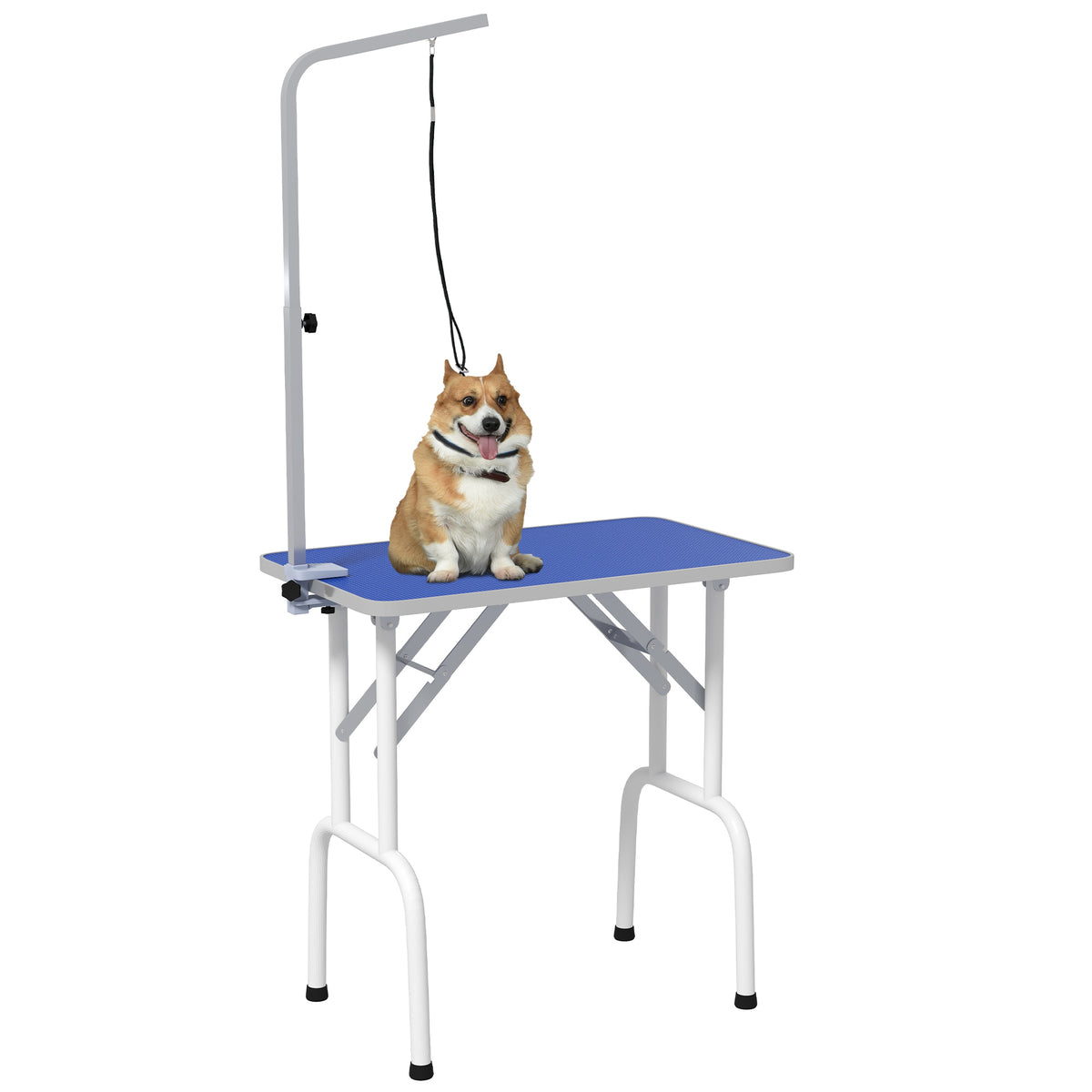 Mesa De Peluquería Pawhut Goma, Metal Azul 81x48.5x80 Cm D01-026v00bu_0
