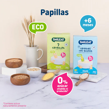 Papa de Cereais Biológicos Sem Glúten Smileat com Quinoa, 200g