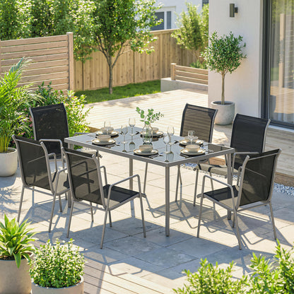 Outsunny Conjunto De Mesa Y Sillas Jardín De 7 Piezas Con Sillas Transpirables_3