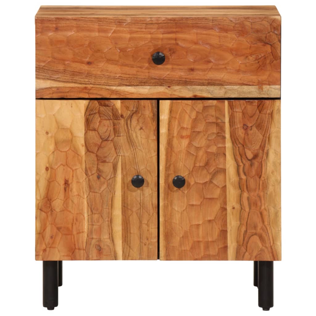 Mesita De Noche Madera Maciza De Acacia 50x33x60 Cm_3