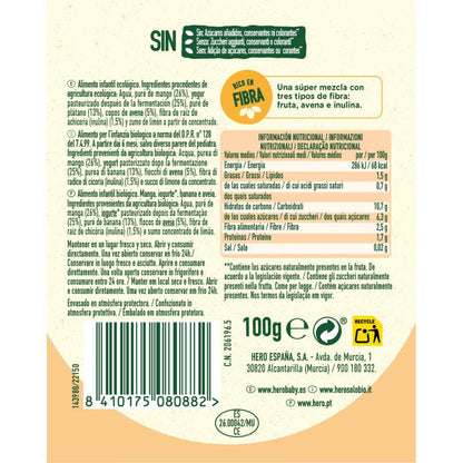 Nutri Flora Manga, Iogurte, Aveia e Banana Saqueta 100g - Hero Solo
