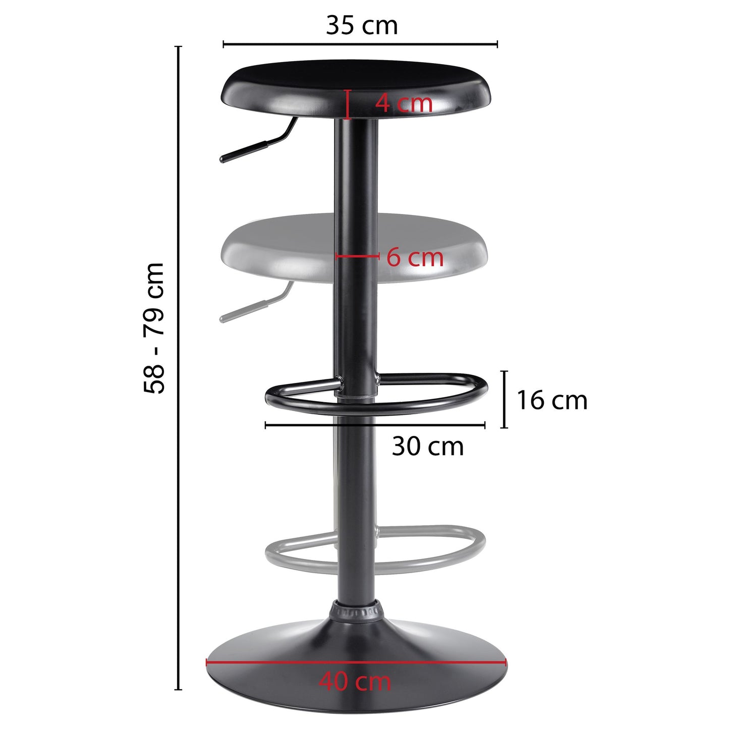 Taburete Negro Sin Respaldo 58 - 79 Cm_3