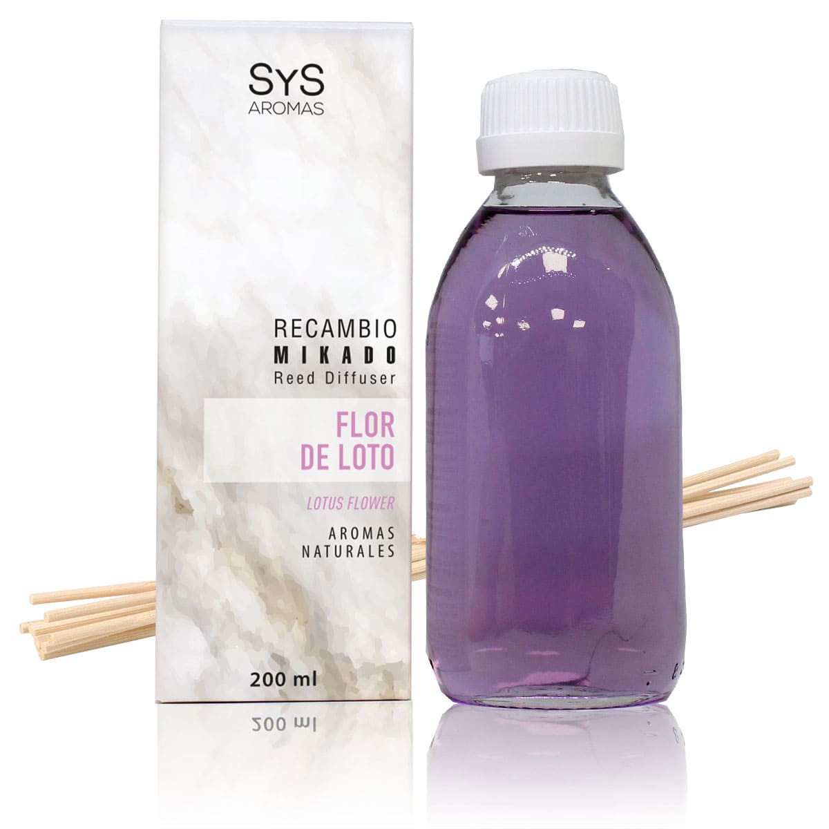 Recambio Mikado Flor de Loto 200 ml con Varillas | Aroma Floral Suave | Refill Difusor | Larga Duración_0