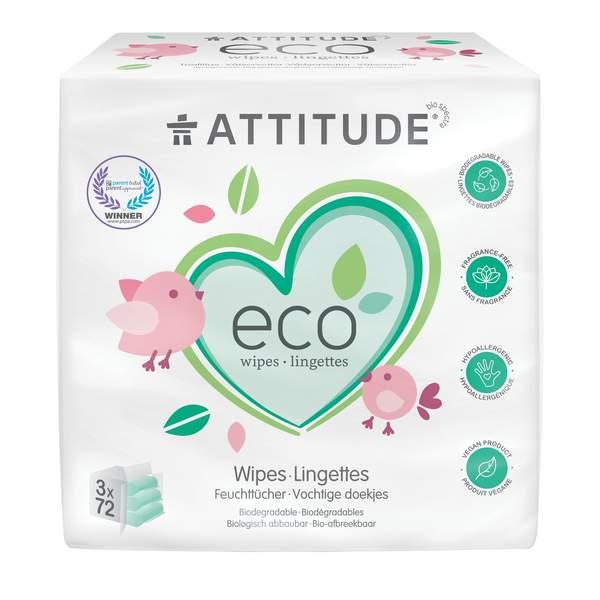 Toalhitas Húmidas Attitude Eco Baby 3 x 72 Unidades