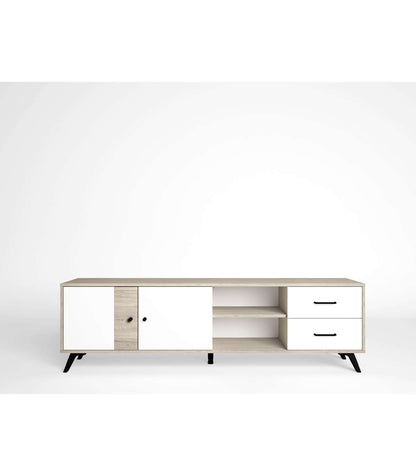 Mueble Para Televisión Modelo Samira 2 Puertas 2 Cajones Acabado Sahara/blanco, 180.5cm(a_0