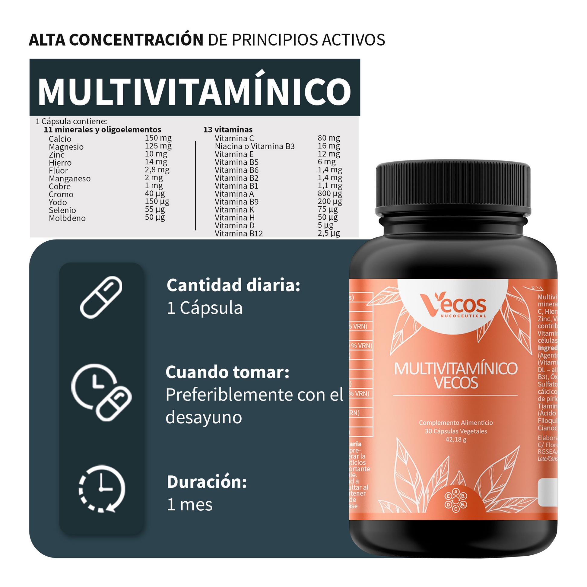 Multivitamínico Completo Vecos 30 Cápsulas | Para Energía Diaria Y El Cansancio_2