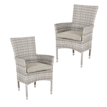 Pack 2 Sillones De Jardín, Gris Perla, Aluminio Y Ratán Sintético Plano, Color Gris Claro, Sillon:55x62x92_0
