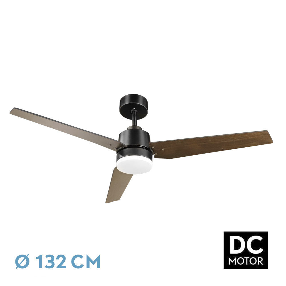 Ventilador Dc Captus 22w Negro 3 Aspas Negro/roble 132d Reg. Intensidad 2180lm 3000k-6000k C/remoto, Timer, Mem._0