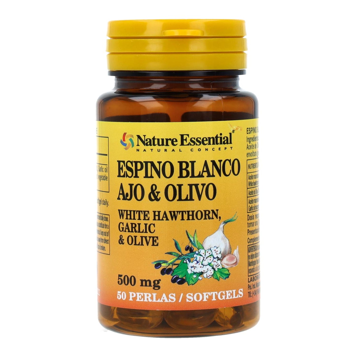 Espinheiro, alho e azeitona 500 mg Nature Essential 50 pérolas