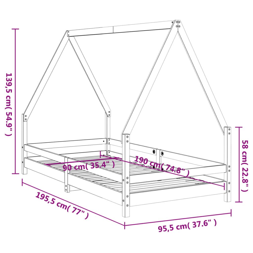 Vidaxl Estructura De Cama Para Niños Madera De Pino Blanco 90x190 Cm_2