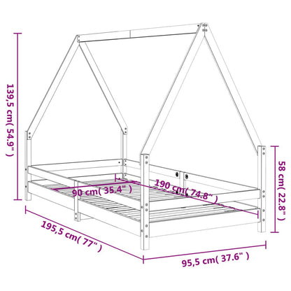 Vidaxl Estructura De Cama Para Niños Madera De Pino Blanco 90x190 Cm_2