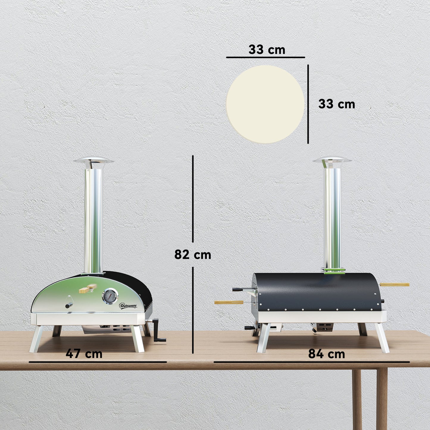 Outsunny Mini Horno De Pizza Exterior Portátil Con Piedra Refractaria Y Bandeja_2