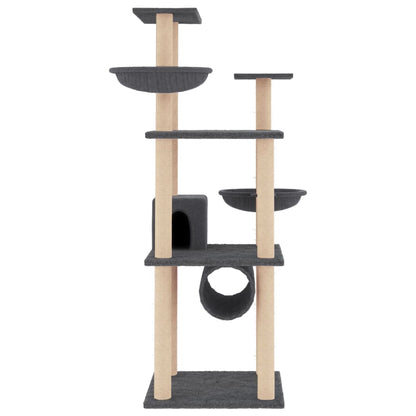 Rascador Para Gatos Con Postes De Sisal Gris Oscuro 141 Cm_2