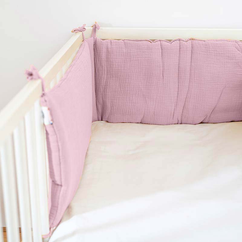 Barrera De Cuna En Algodón Bio Rosa_1