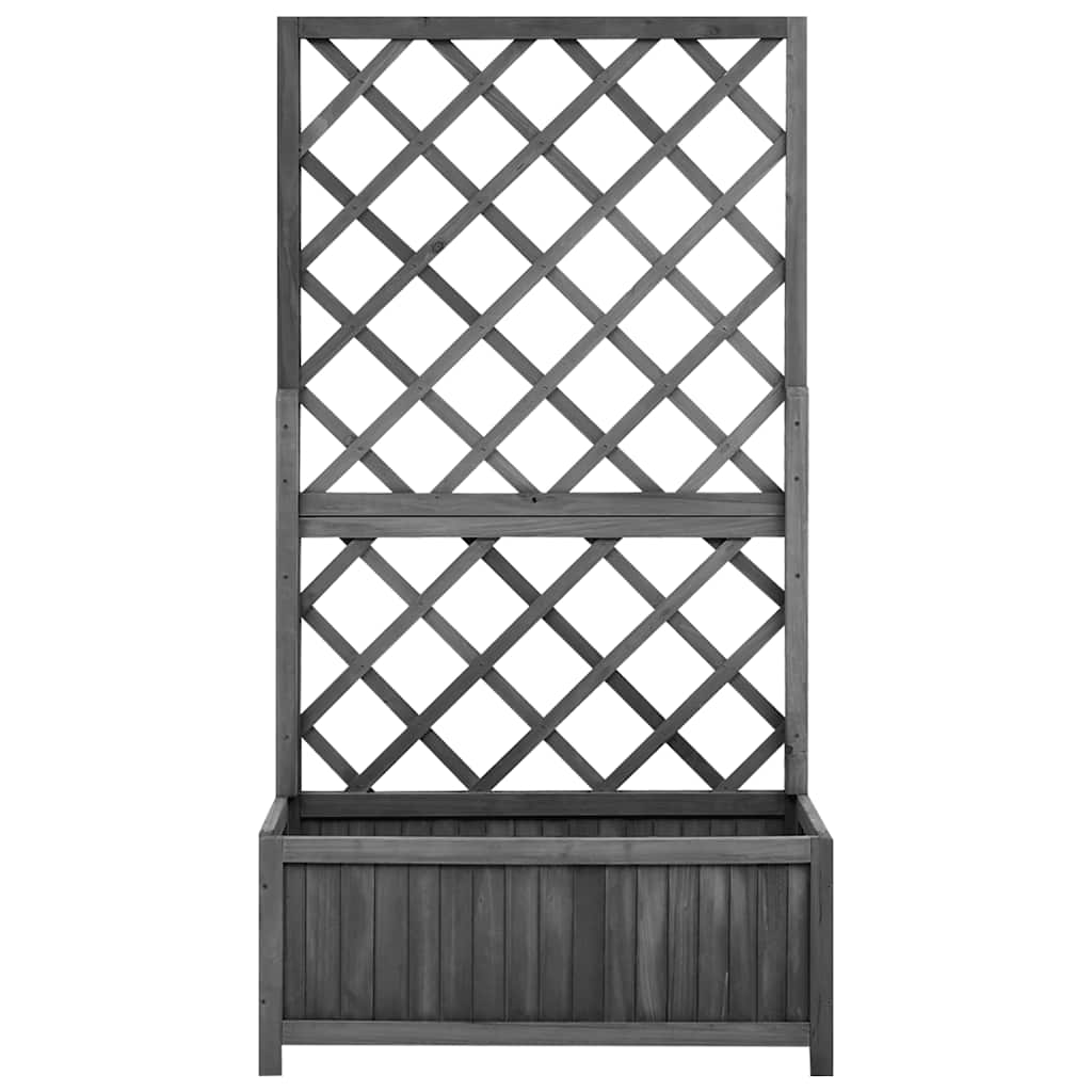 Jardinera Con Enrejado Negro 70x30x135 Cm Madera Maciza De Abeto_0