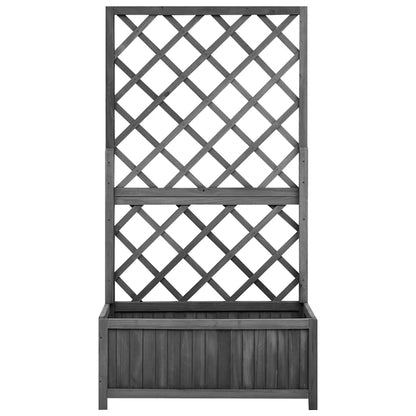 Jardinera Con Enrejado Negro 70x30x135 Cm Madera Maciza De Abeto_0