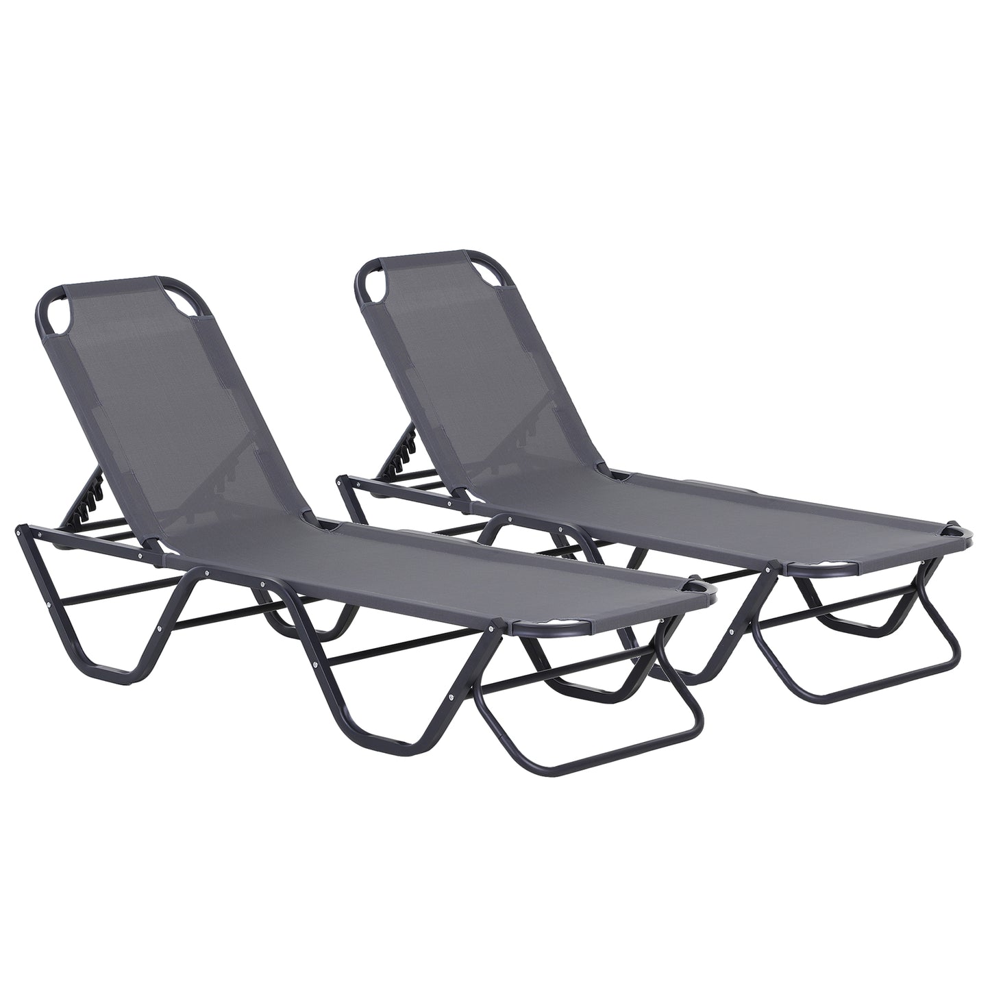 Outsunny Conjunto De 2 Tumbonas Reclinables De Aluminio 163x58,5x91 Cm Gris_0