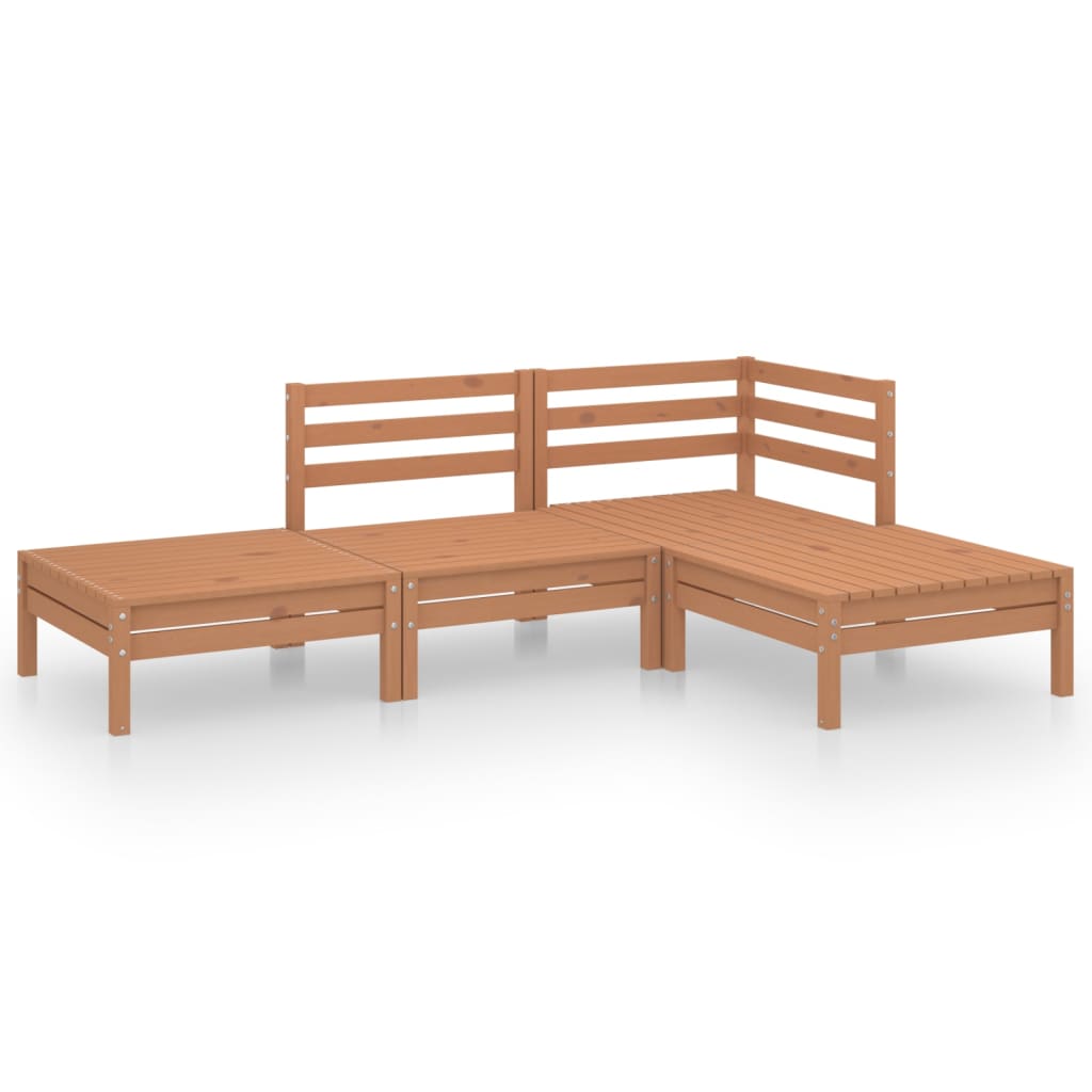 Juego Muebles De Jardín 4 Pzas Madera Maciza Pino Marrón Miel / Vetonek_0