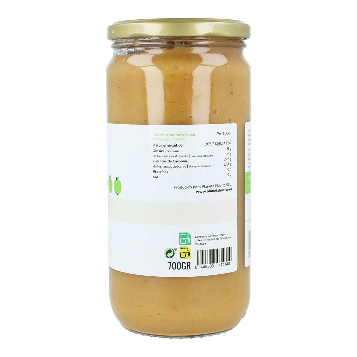 Doce de Maçã Sem Açúcar Eco Planeta Huerto 700 g
