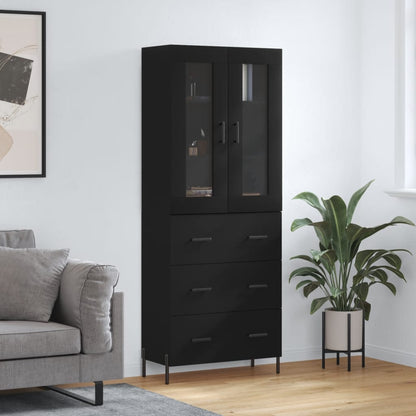 Aparador Alto Madera Contrachapada Negro 69,5x34x180 Cm_0